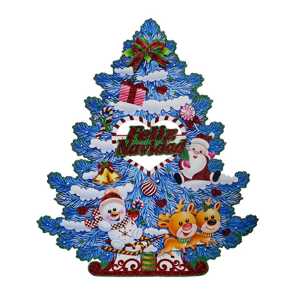 Adorno Navideño Cartón Árbol Navideño Azul 47 x 42 cm Itrade