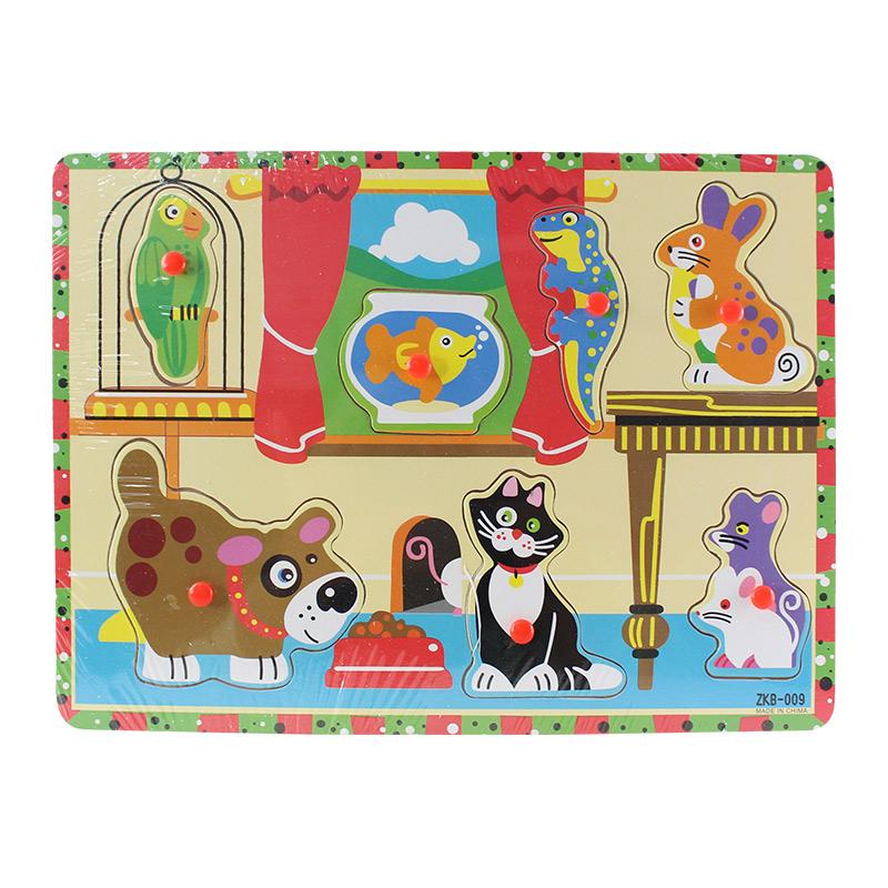 Rompecabezas Madera Animales Domésticos C/Botón 29 x 22 cm C/7 piezas Itrade