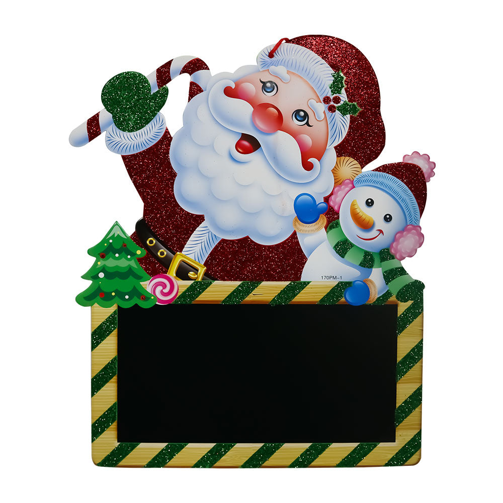 Adorno Navideño Carton Santa y Muñeco de Nieve con Pizarra 37 x 28 cm Itrade