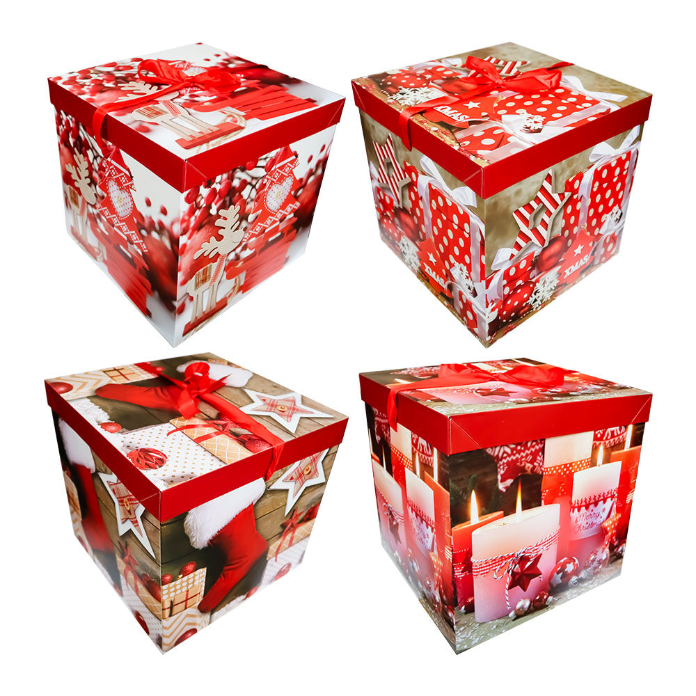 Caja de Regalo Navideña Roja 30 x 30 x 30 cm Varios Modelos 1 pieza ITrade