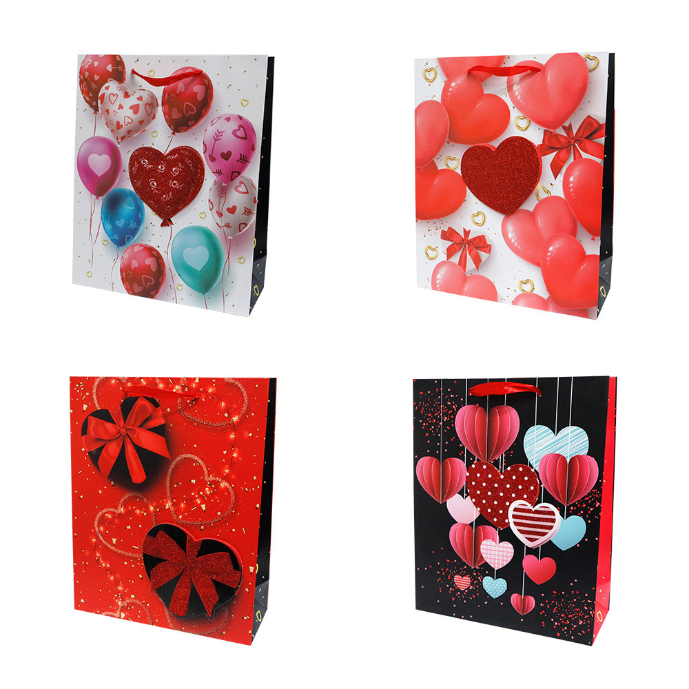 Bolsa de Regalo Mediana Corazones 32 x 26 x 10 cm 4 piezas ITrade