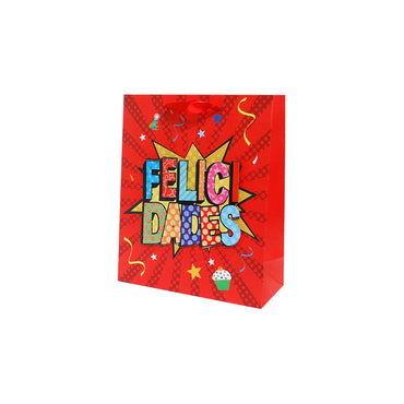 Bolsa de Regalo Felicidades Chico 23.5 x 19.5 x 8 cm ITrade