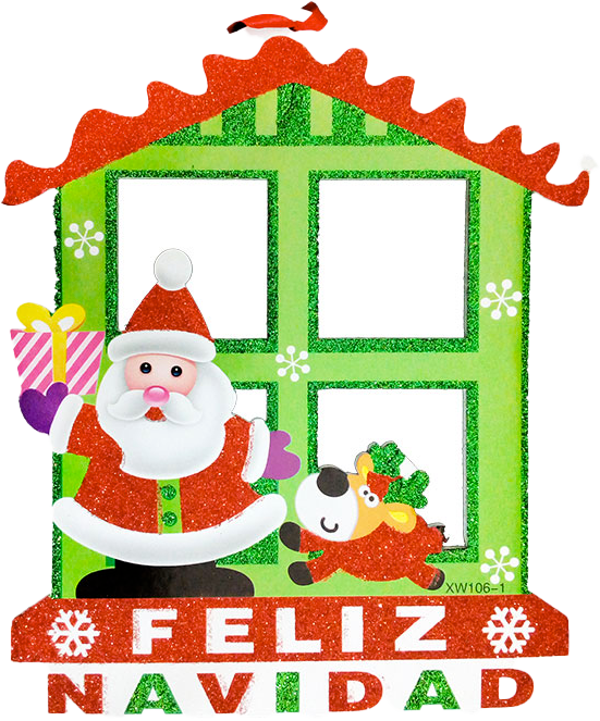ADORNO NAVIDAD CARTON CASA C/SANTA 34X31CM ITRADE XW106-1