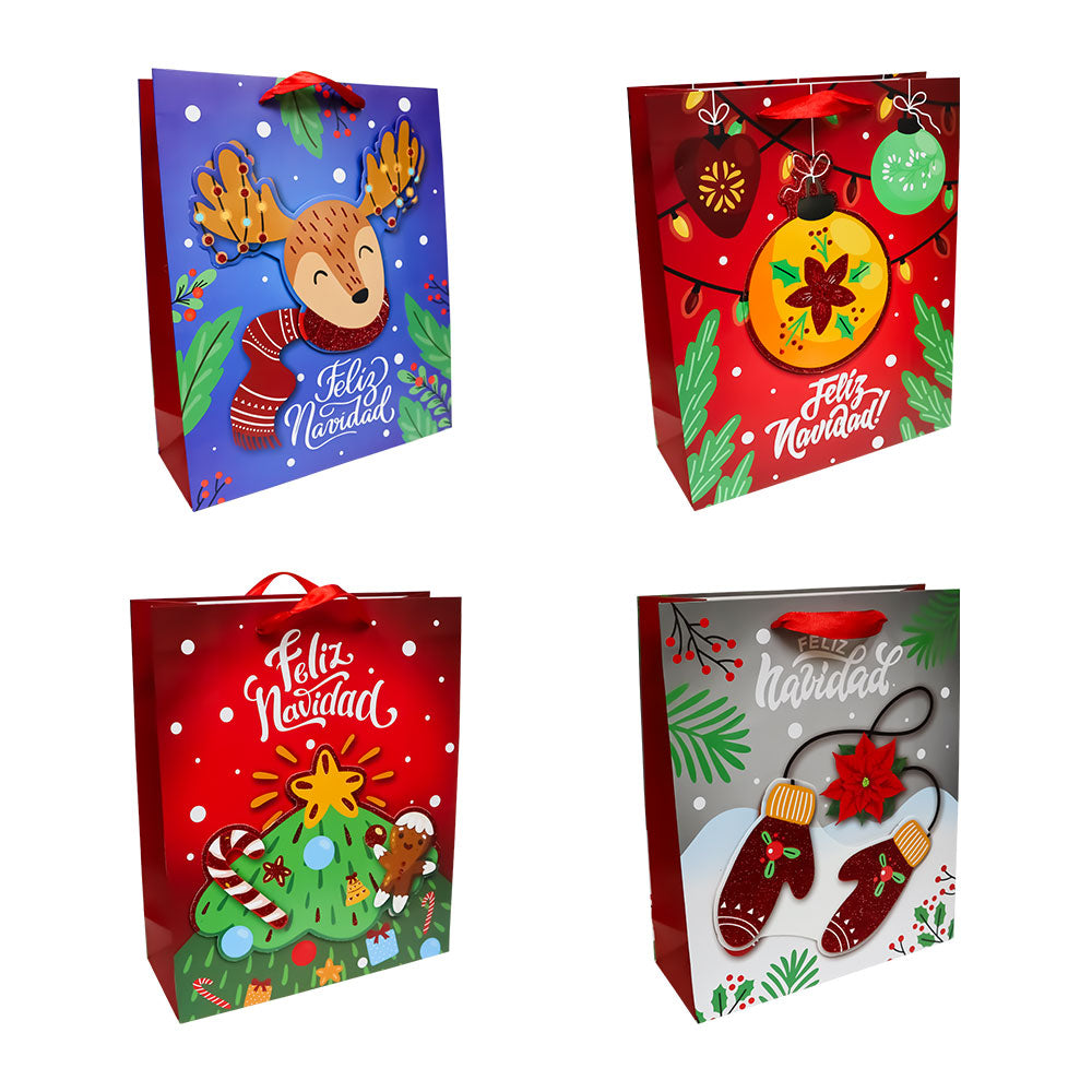 Bolsa de Regalo Navideño Feliz Navidad Varios Modelos 32 x 26 x 10 cm 1 pieza ITrade