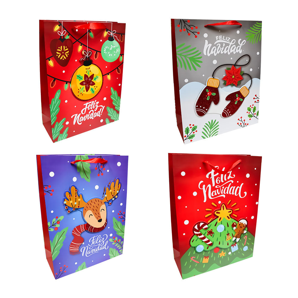 Bolsa de Regalo Navideño Feliz Navidad Varios Modelos 40 x 30 x 12 cm 1 pieza ITrade