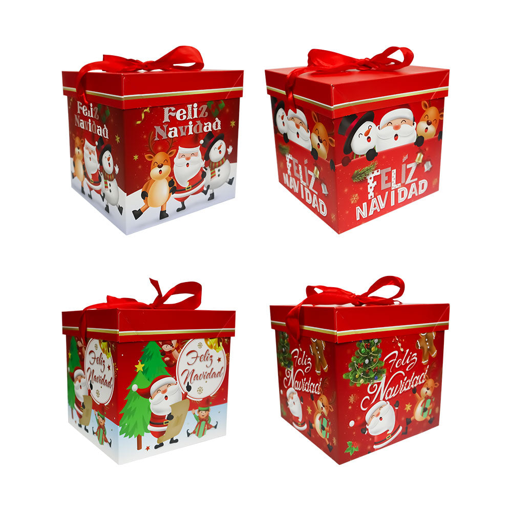 Caja de Regalo Roja Personajes Navideños 15 x 15 x 15 cm Varios Modelos 1 pieza ITrade