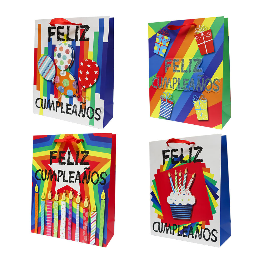 Bolsa de Regalo Feliz Cumpleaños Arcoiris 32 x 16 x 10 cm Varios Modelos 1 pieza ITrade