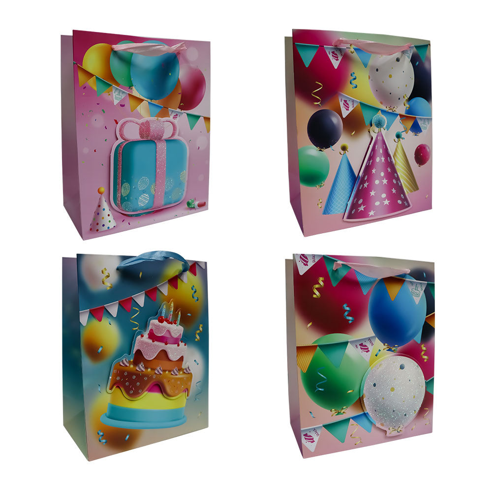 Bolsas de Regalo Globos y Rosas 23.5 x 19.5 x 8 cm Varios Modelos 1 pieza ITrade