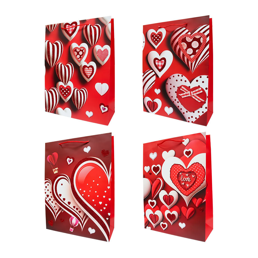 Bolsa de Regalo San Valentin Rojo con Corazones 40 x 30 x 12 cm 1 pieza ITrade