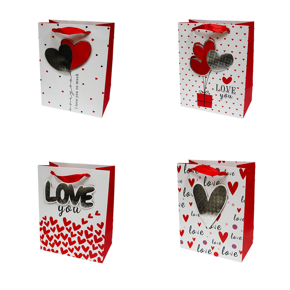 Bolsa de Regalo San Valentín Love con Relieve Metálico 23 x 18 x 10 cm 1 pieza ITrade