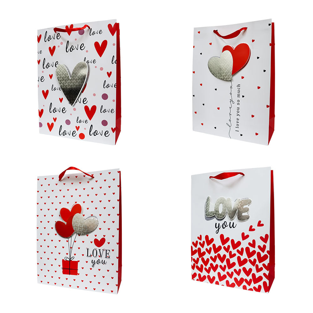 Bolsa de Regalo San Valentín Love con Relieve Metálico 40 x 30 x 12 cm 1 pieza ITrade