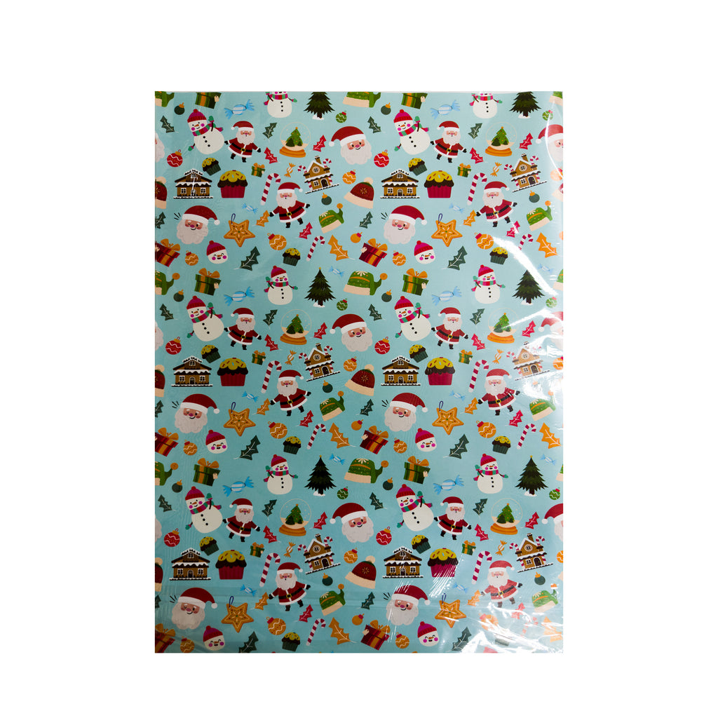 PAPEL DE REGALO NAVIDEÑO AZUL PERSONAJES 75X51CM 80GRS ITRADE 25