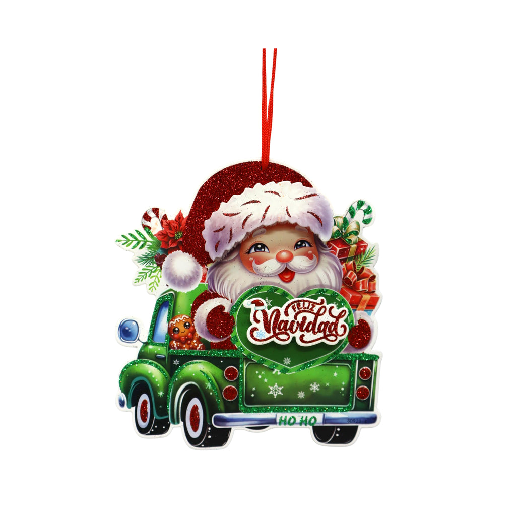 Adorno de Cartón Navideño Auto con Santa Claus 19 x 21 cm Itrade