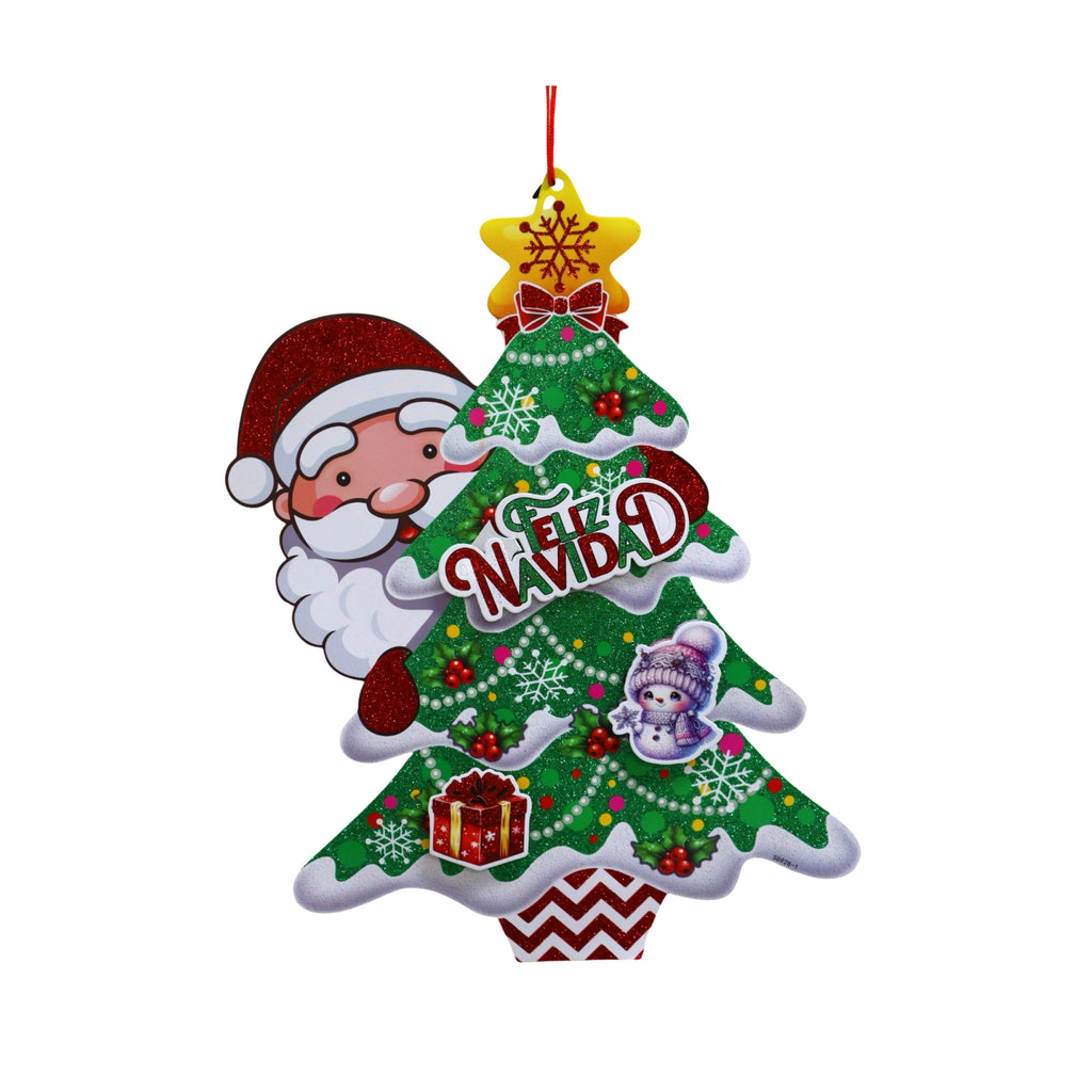 Adorno de Cartón Navideño Árbol Santa Claus 36 x 49 cm Itrade