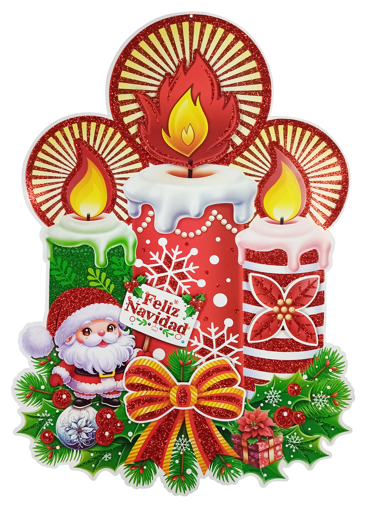 Adorno de Cartón Navideño Velas 47 x 63 cm Itrade