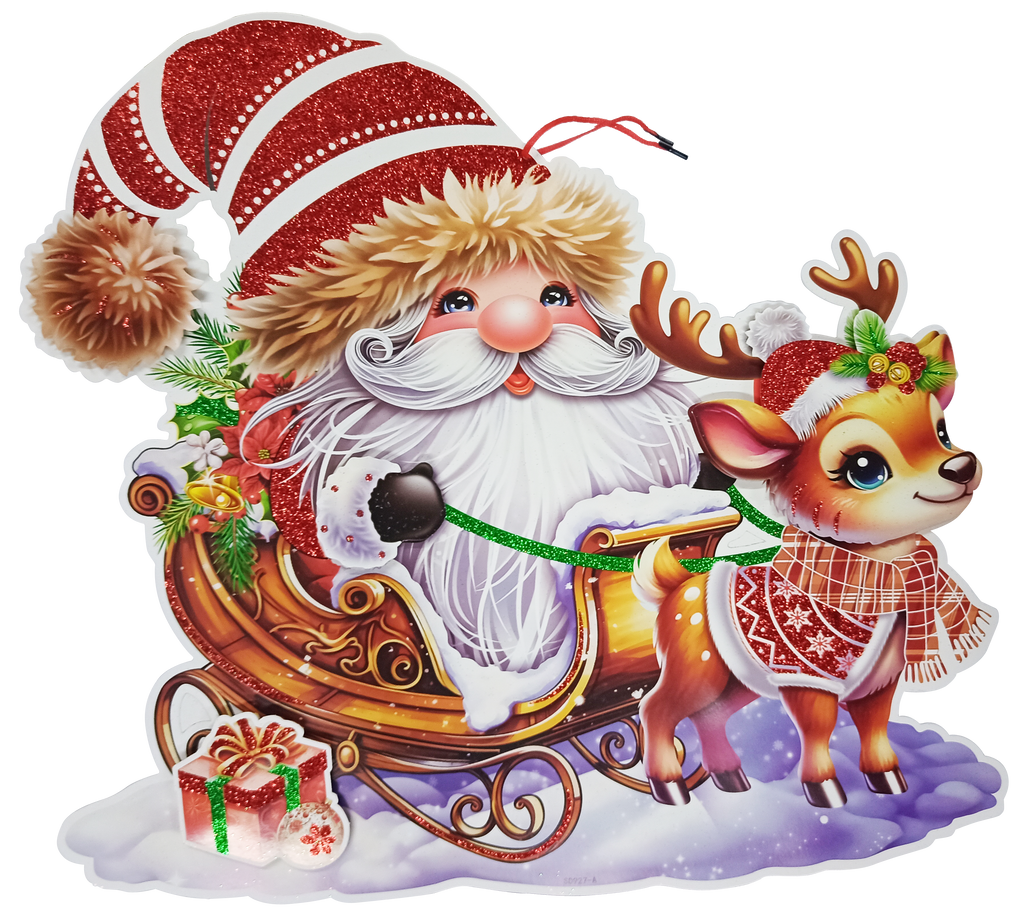 Adorno de Cartón Navideño Trineo Santa Claus 60 x 53 cm Itrade
