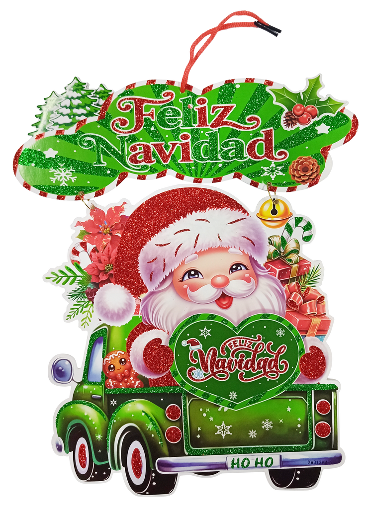 Adorno de Foami Navideño Auto Santa Claus para Jardín 33 x 24 cm Itrade