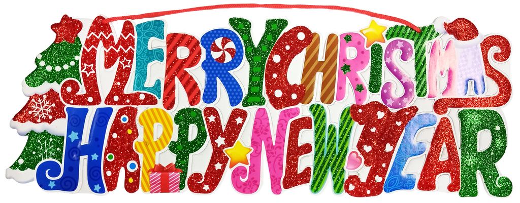 Adorno de Foami Letras Feliz Navidad y Año Nuevo 51 x 19 cm Itrade