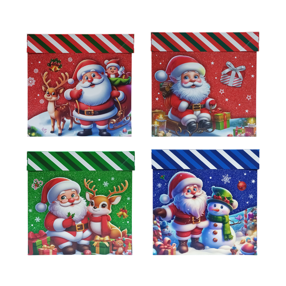 Caja de Regal Navideña Santa Claus 22 x 22 cm Varios Colores ITrade