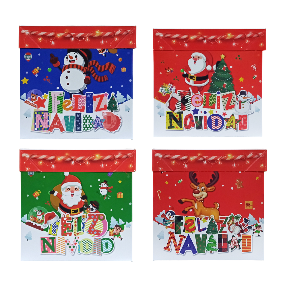 Caja de Regalo Navideña Feliz Navidad 15 x 15 cm Varios Colores Itrade