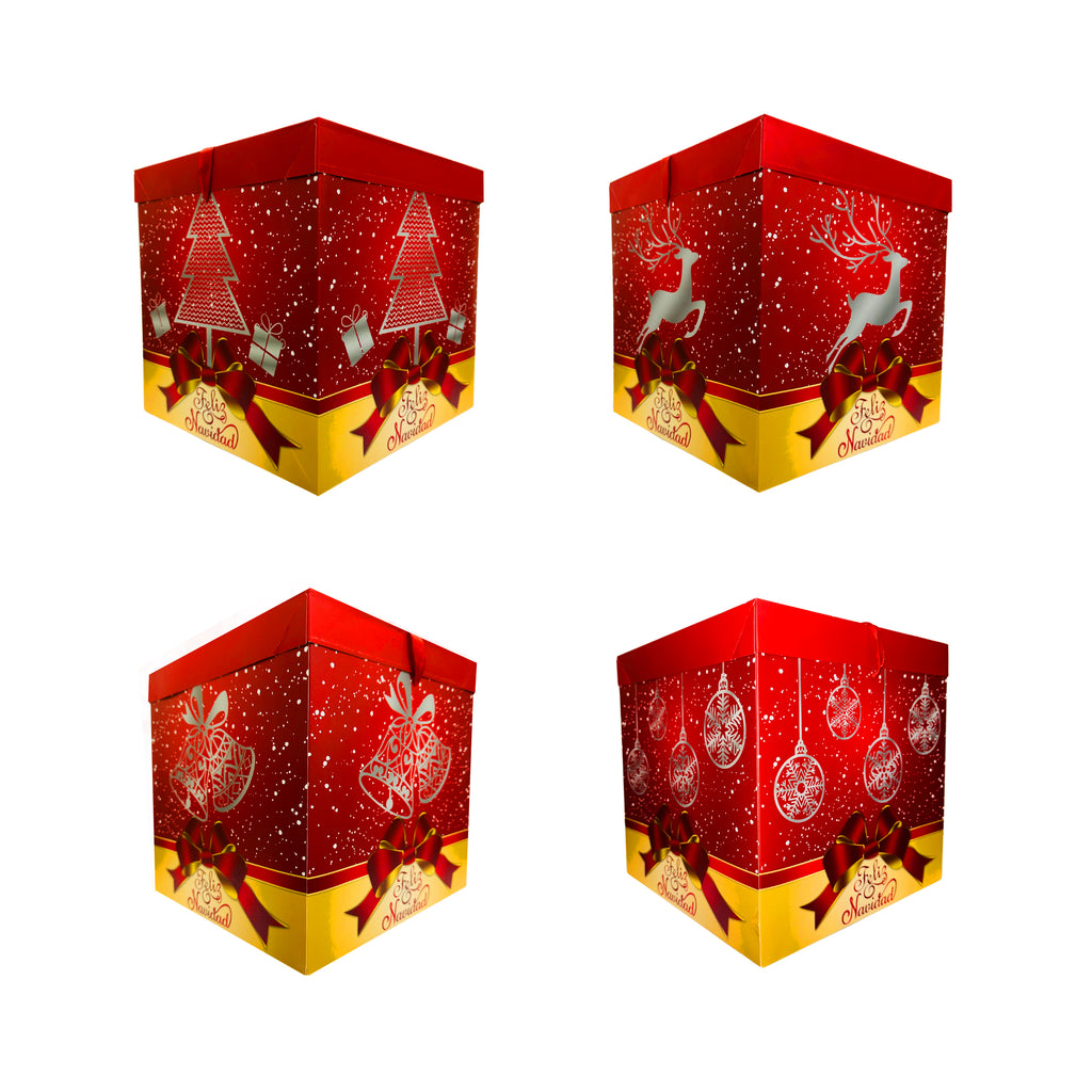 Caja de Regalo Navideña Feliz Navidad Roja 30 x 30 cm Varios Modelos Itrade