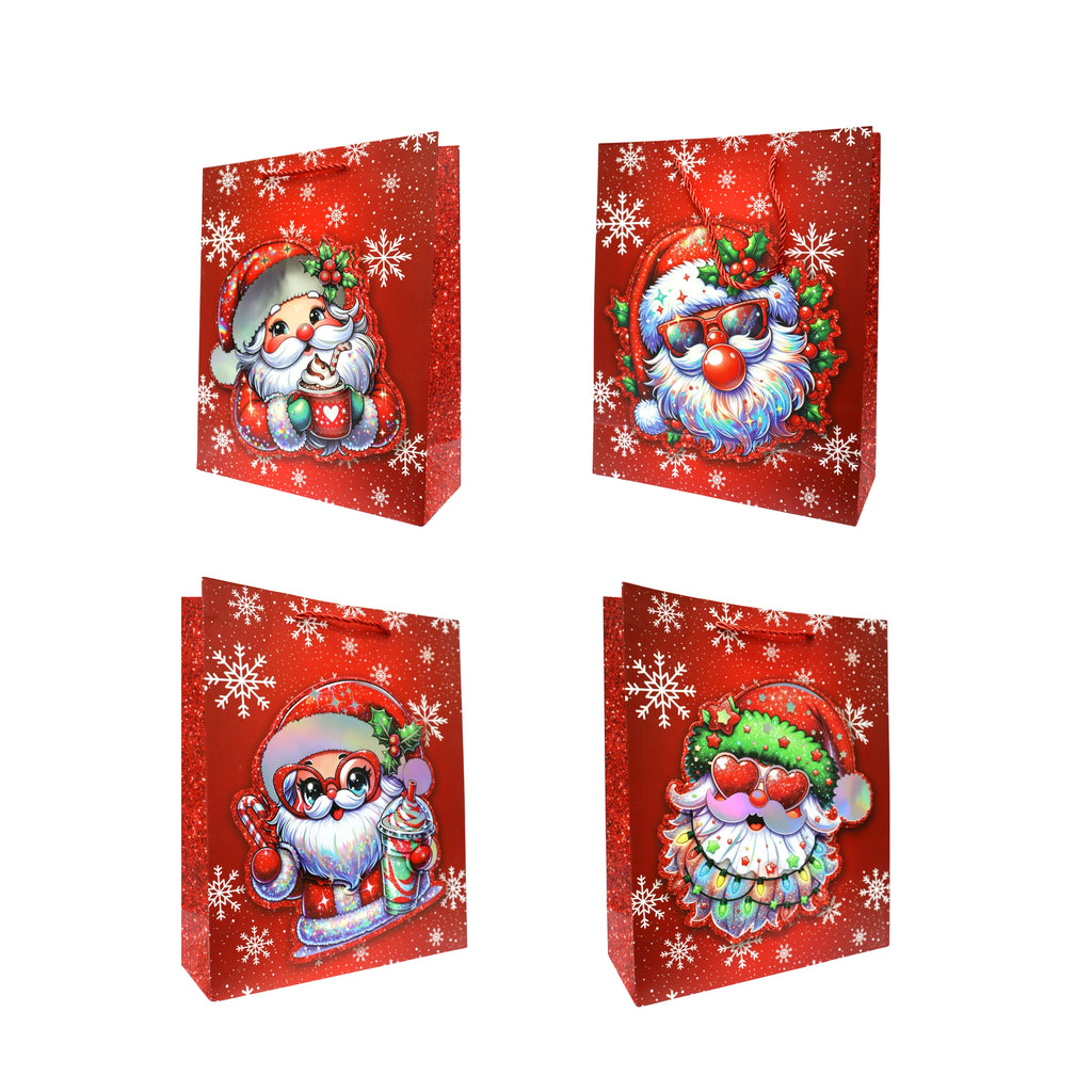 Bolsa de Regalo Navideño Roja con Santa Diferentes Diseños 32 x 26 x 10 cm Itrade