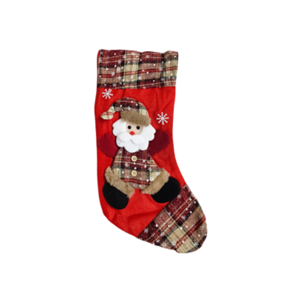 Bota Navideña Roja Cuadros Personajes Navideño ITrade