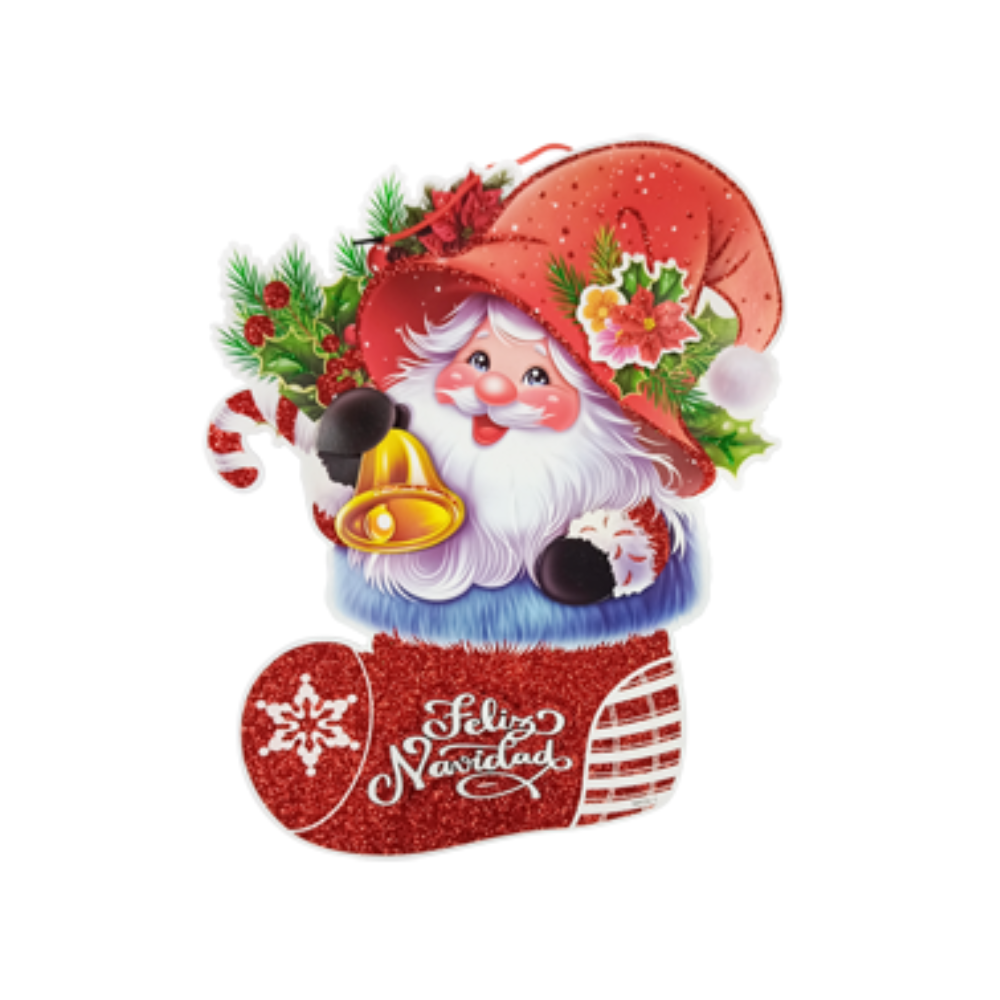 Adorno de Carton Navideño Santa con Bota 29 x 26 cm ITrade