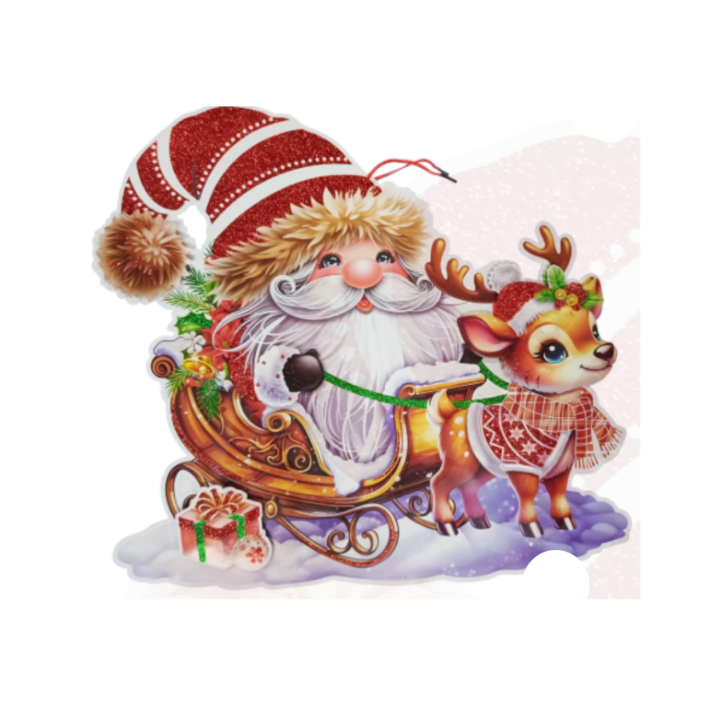 Adorno de Cartón Navideño Trineo Santa Claus 60 x 53 cm Itrade