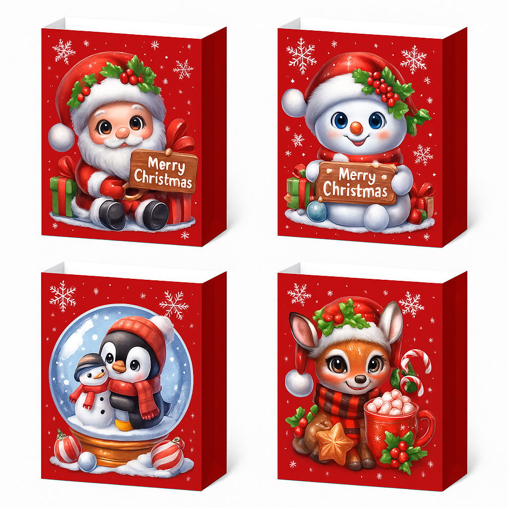 Bolsa de Regalo Navideño Roja Varios Diseño 40 x 30 x 12 cm Itrade