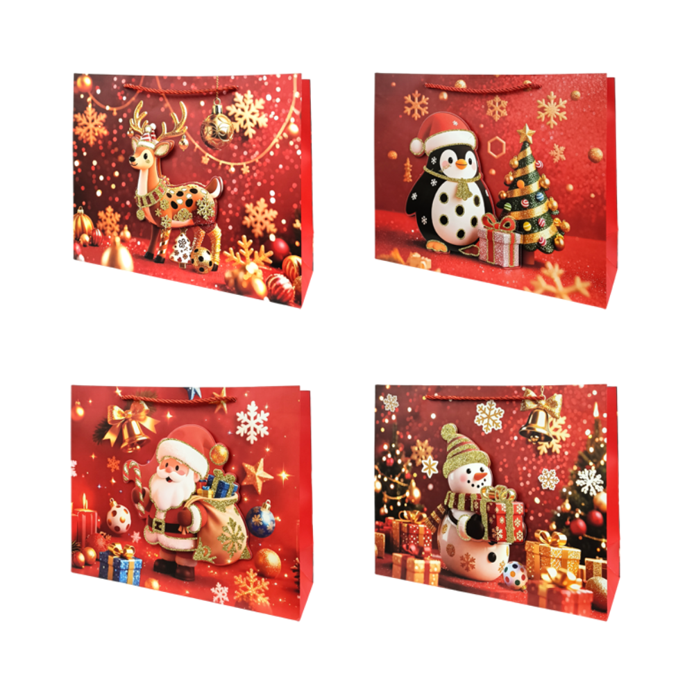 Bolsa Regalo Navideño con Glitter Varios Modelos ITrade