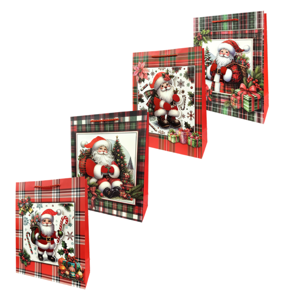 Bolsa Regalo Navideño Santaclaus Cuadros Varios Modelos 32X26X10CM ITrade