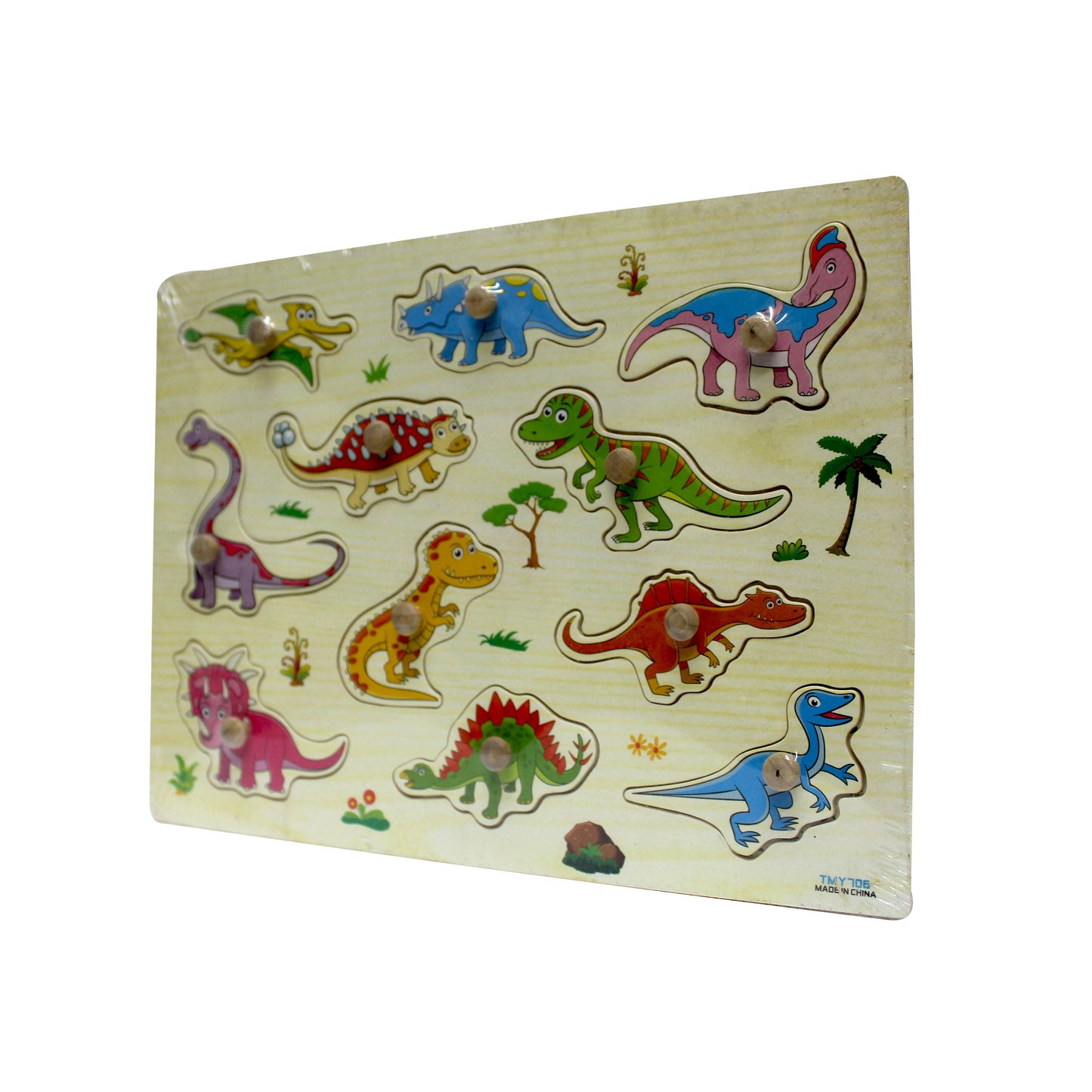 Rompecabezas Madera Dinosaurios C/Botón 30 x 22 cm 11 piezas ITrade