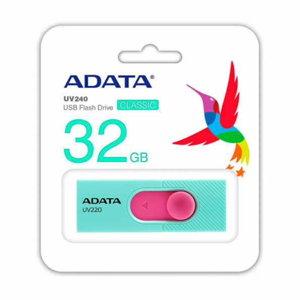 Memoria USB 32GB AUV220 Verde y Rosa Adata