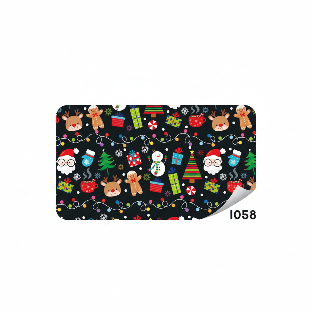 PAPEL NAVIDEÑO MUÑECO Y SANTAS FONDO NEGRO 70GR PLIEGO CREEAR 1058