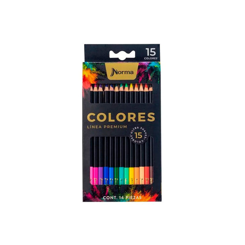 Colores Largos Redondos 15 piezas Premium Norma